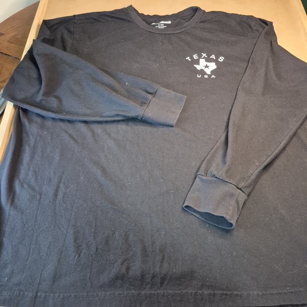 Men's Black Long-Sleeve Texas Graphic Crewneck Shirt 3241/374